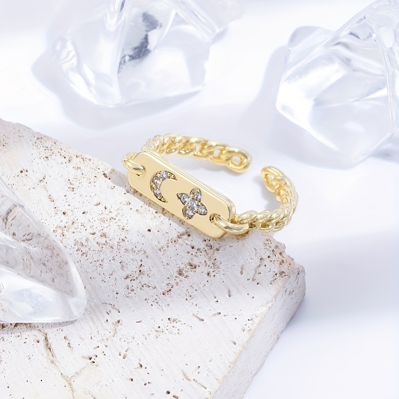 Men's Moon Flower Adjustable Ring Couple Opening